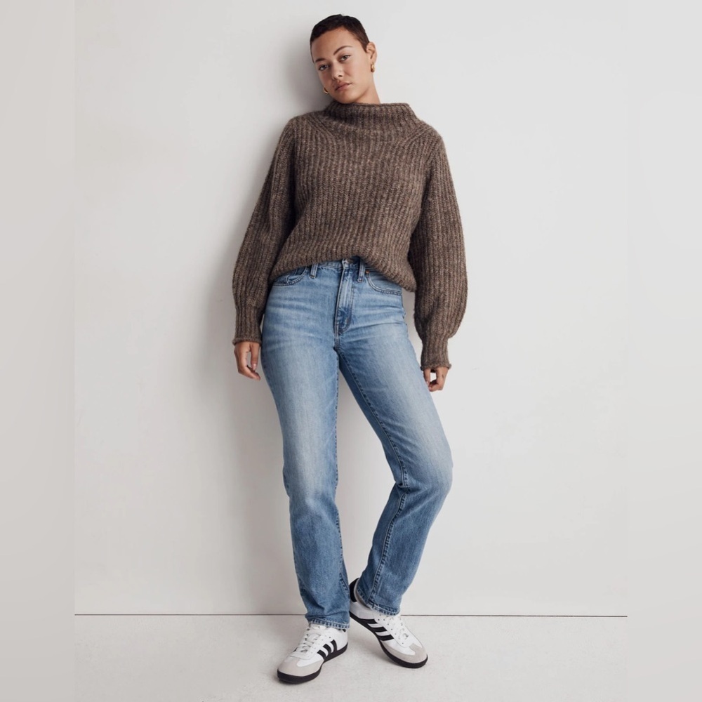 Madewell Loretto Mockneck Pullover Sweater Size Small in Heather Otter